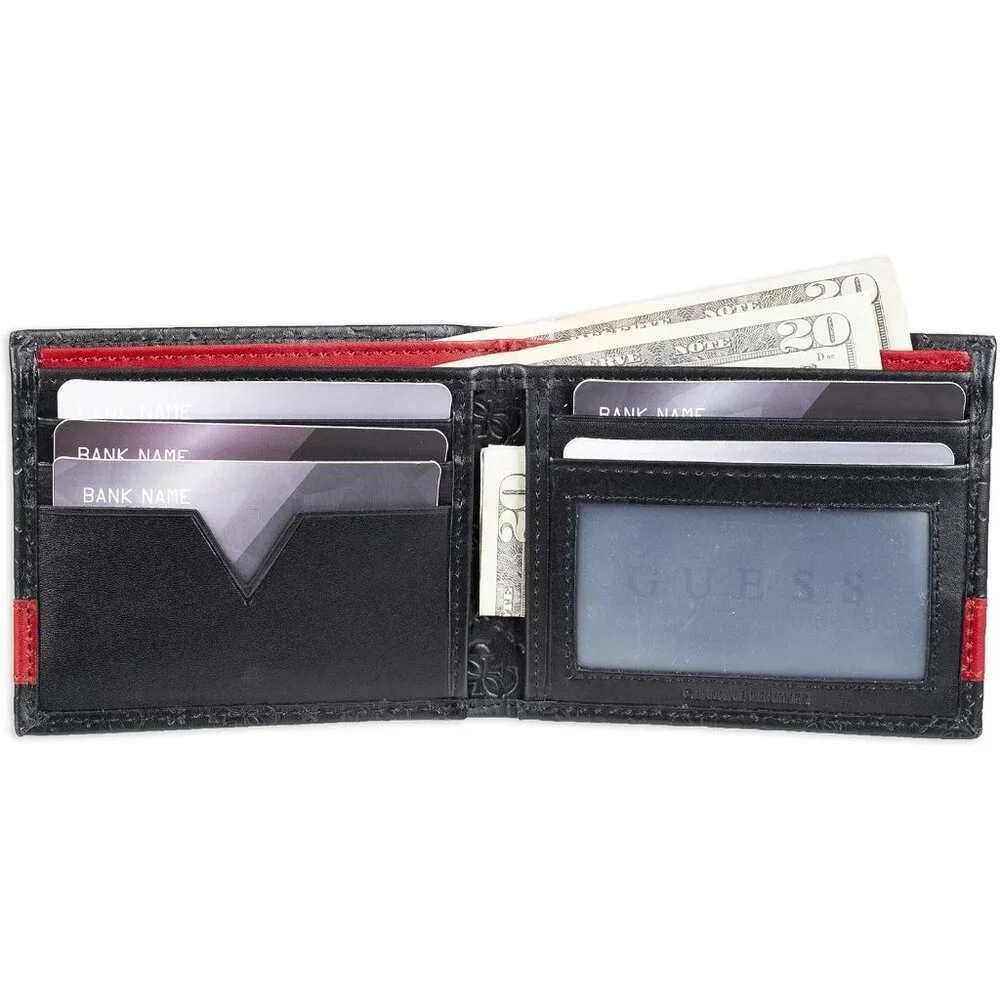 Men's Genuine Leather Slim ID window, 2 slip pockets Bifold Wallet